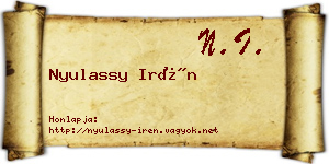 Nyulassy Irén névjegykártya